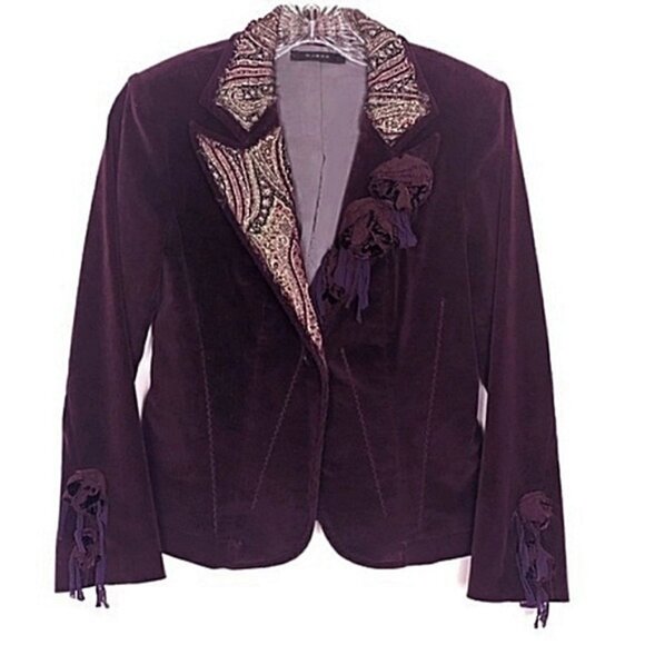 O.J.Box Romantic Burgundy Corduroy Blazer Jacket - Picture 1 of 8